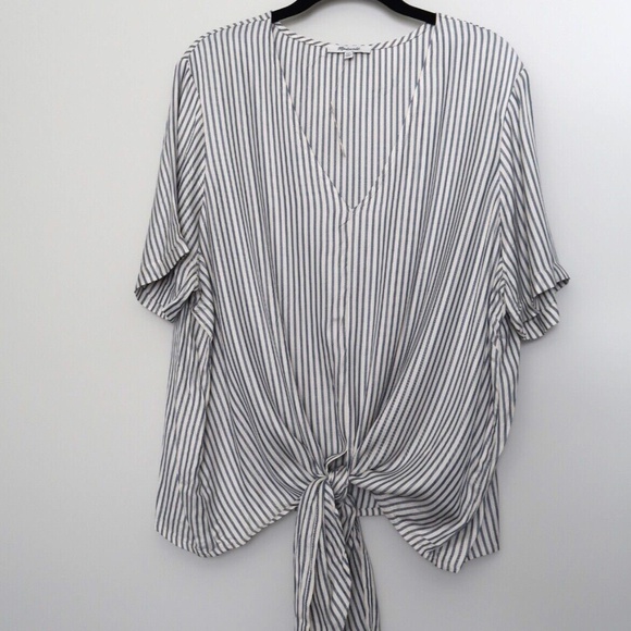 MADEWELL Novel Tie-Front Top in Stripe - Women's Size XXL - Picture 2 of 16